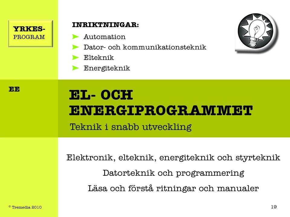 Elektronik, elteknik, energiteknik och styrteknik