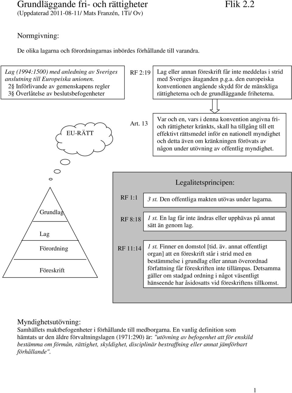 2 Införlivande av gemenskapens regler 3 Överlåtelse av beslutsbefogenheter RF 2:19 Lag eller annan föreskrift får inte meddelas i strid med Sveriges åtaganden p.g.a. den europeiska konventionen angående skydd för de mänskliga rättigheterna och de grundläggande friheterna.