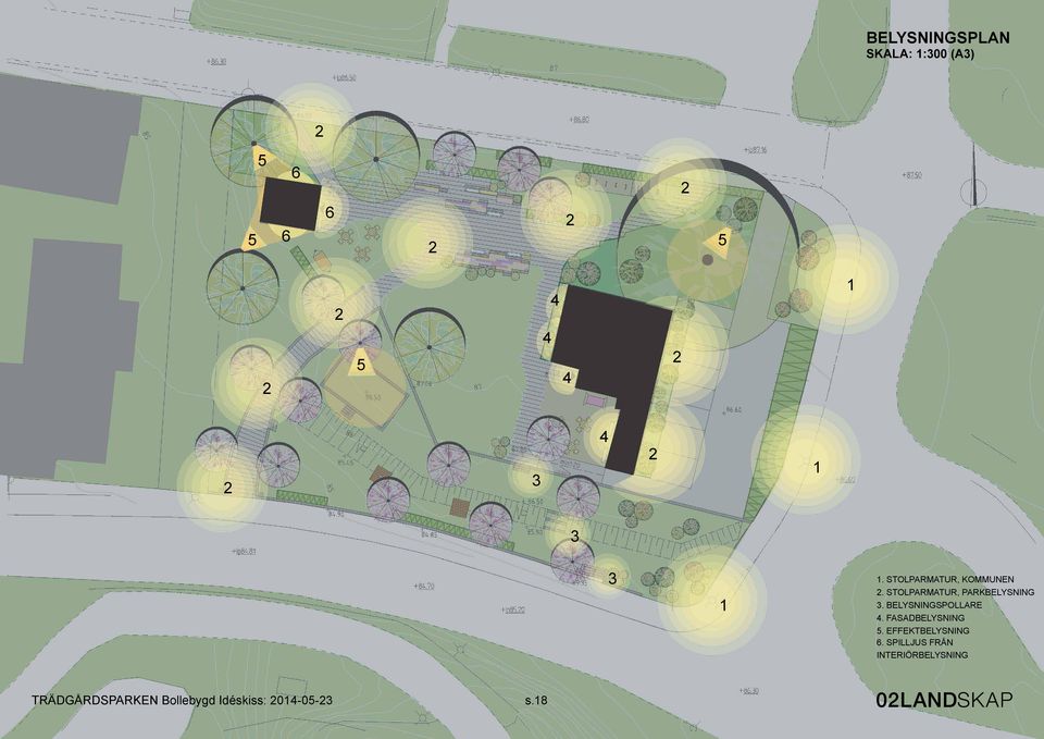STOLPARMATUR, PARKBELYSNING 3. BELYSNINGSPOLLARE 4. FASADBELYSNING 5.