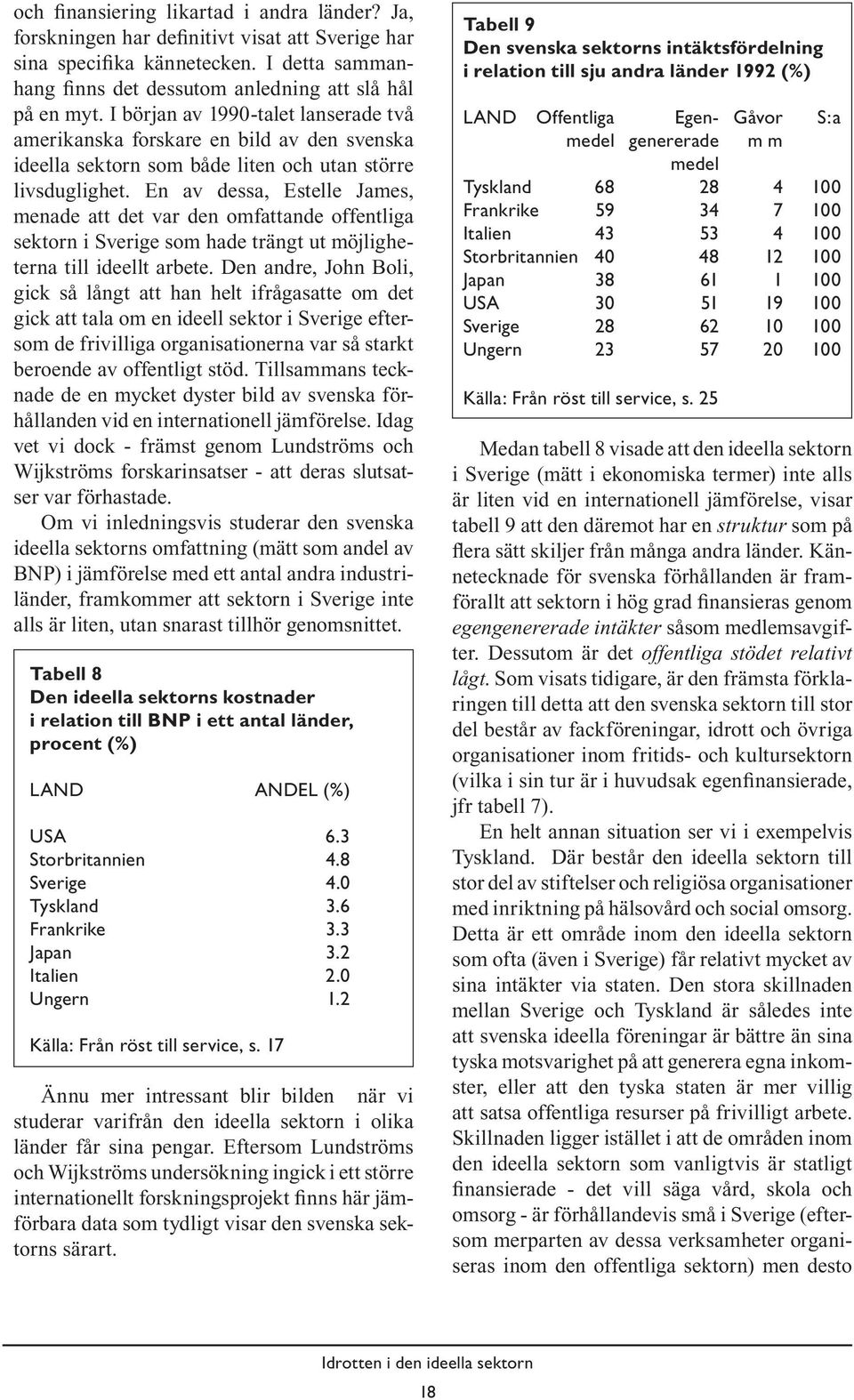 En av dessa, Estelle James, menade att det var den omfattande offentliga sektorn i Sverige som hade trängt ut möjligheterna till ideellt arbete.