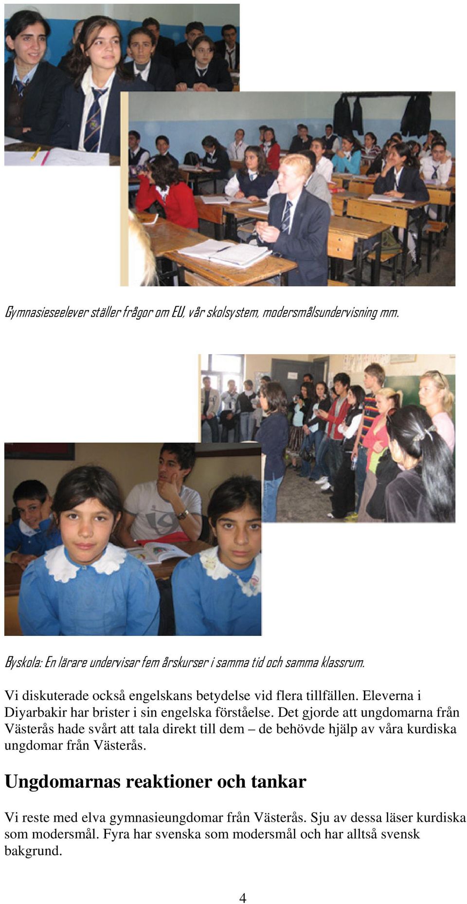 Eleverna i Diyarbakir har brister i sin engelska förståelse.