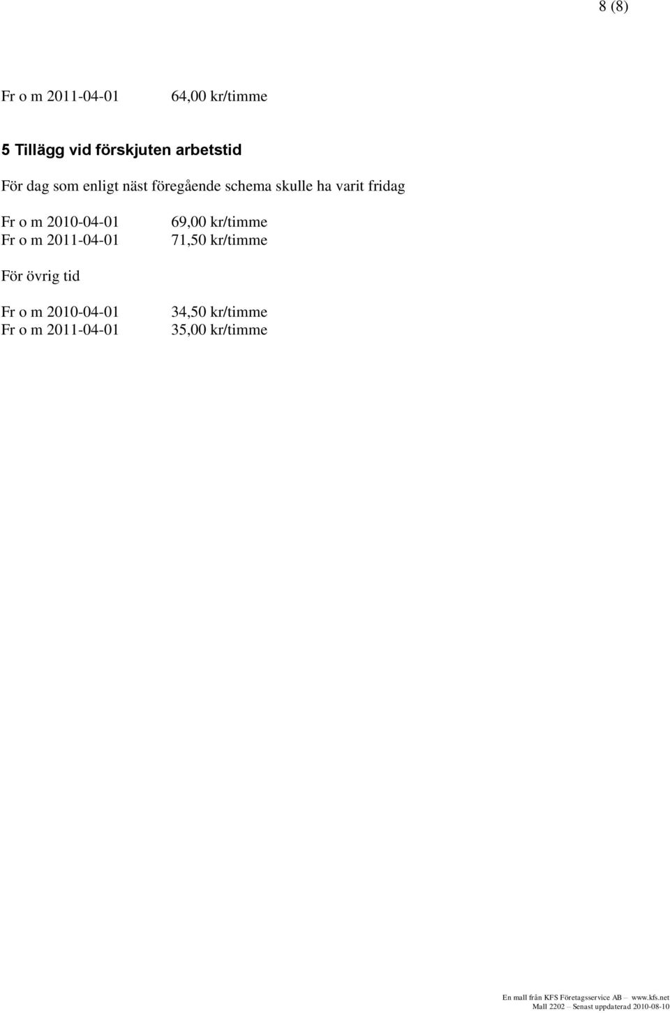 schema skulle ha varit fridag 69,00 kr/timme