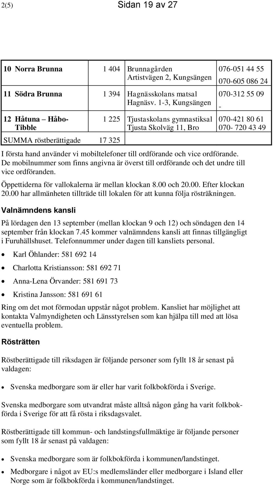 första hand använder vi mobiltelefoner till ordförande och vice ordförande. De mobilnummer som finns angivna är överst till ordförande och det undre till vice ordföranden.