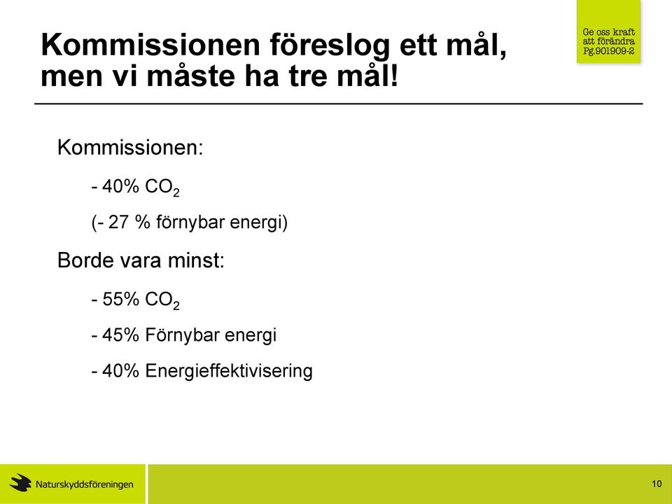 Kommissionen: - 40% CO 2 (- 27 % förnybar