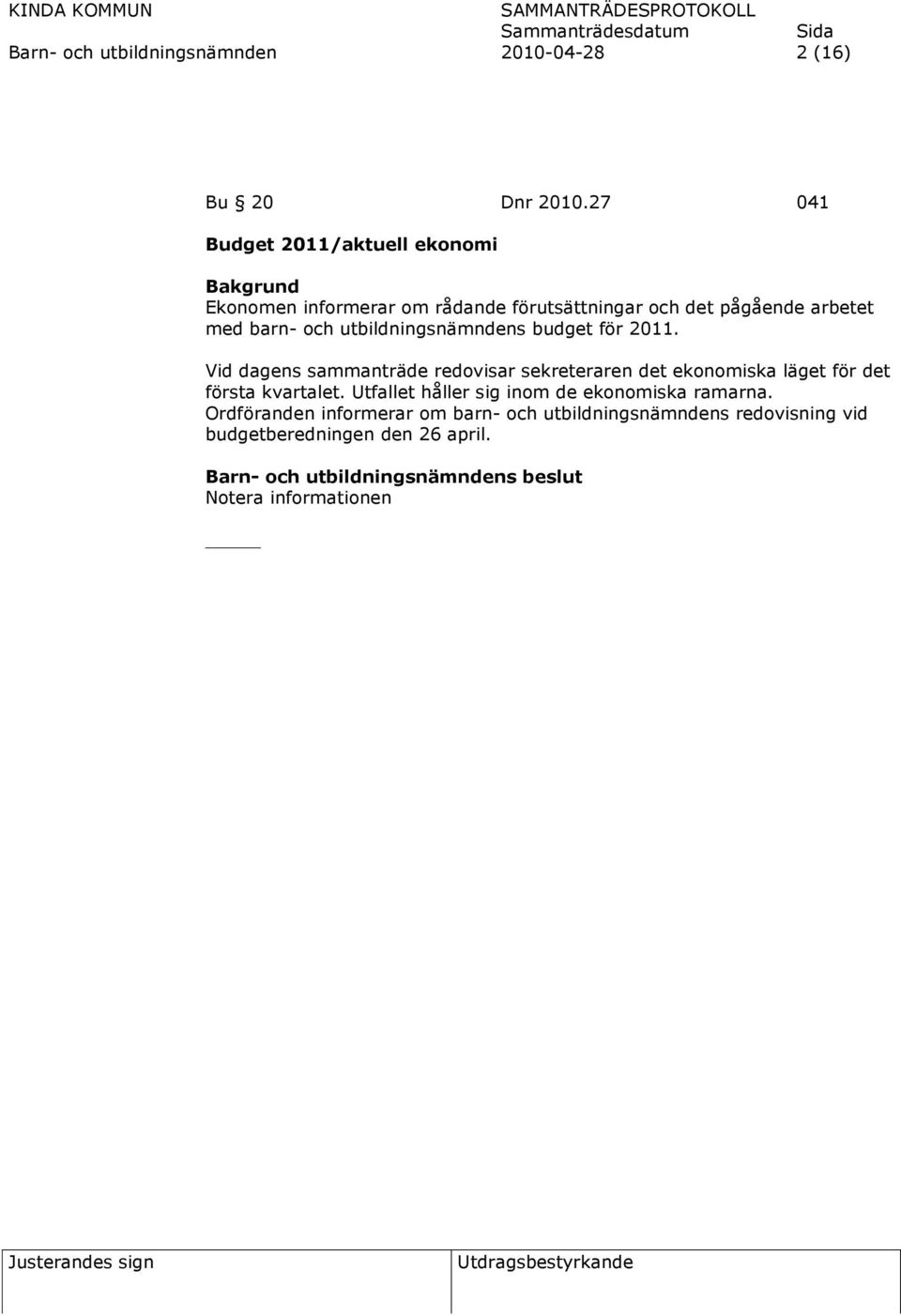 utbildningsnämndens budget för 2011.