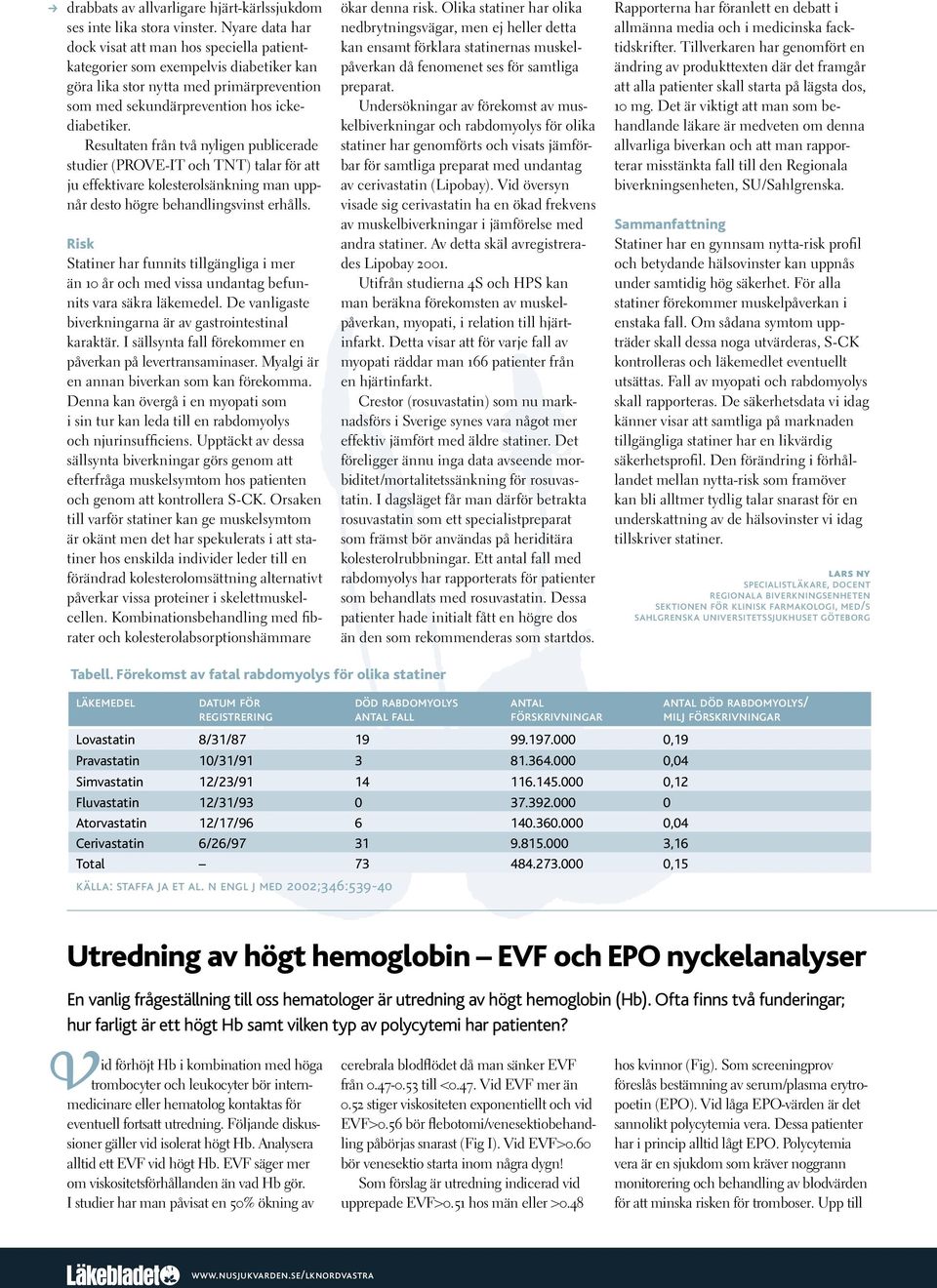 Resultaten från två nyligen publicerade studier (PROVE-IT och TNT) talar för att ju effektivare kolesterolsänkning man uppnår desto högre behandlingsvinst erhålls.