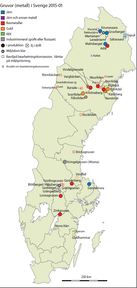 Gruvor 2015 Iron ore mined (Geovista, 2011) Total amount ore mined: 105.