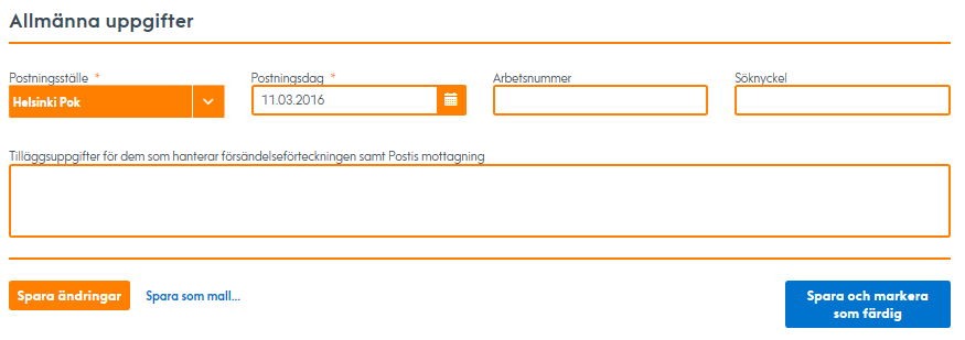 1 SNABBINSTRUKTION FÖR HUR DU SKAPAR EN FÖRSÄNDELSEFÖRTECKNING På skärmbilden Skapa ny skapar du en ny försändelseförteckning. 1.