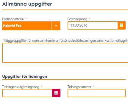 3.3.3 Fältet Arbetsnummer Arbetsnummer används för postningsföretagets eget bruk. Med arbetsnumret kan man söka försändelseförteckningar i efterhand.