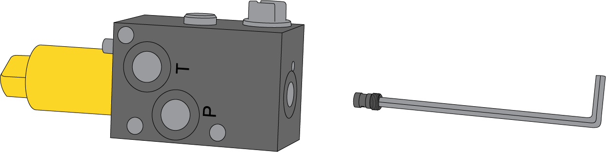 Instruktionsbok 4.5.3 Hydraulisk anslutning för maskiner utan pedal och elektrisk styrning 4.5.3.1 Borttagning av skyttelventil 4.