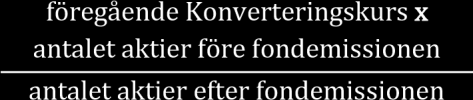 Konvertering verkställs genom att de nya aktierna upptas i Bolagets aktiebok såsom interimsaktier.