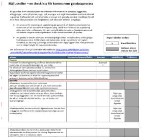 Checklista med utpekade geodata som ingår i befintlig samverkan Stödmaterial Support är riggad för att hantera frågor