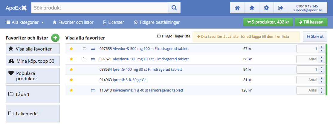 Du kan inte ändra i den här listan, den skapas automatiskt. Det här är också en lista som skapas automatiskt utifrån vilka produkter som andra kunder beställer.