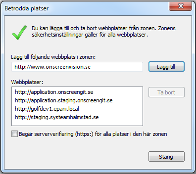 2 Logga in i webbgränssnittet första gången Öppna Internet Explorer för och surfa till http://www.onscreenvision.se/admin.xbap.