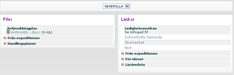 13. Filer & länkar Här ser du de filer och länkar som skolans administratörer valt att du ska ta