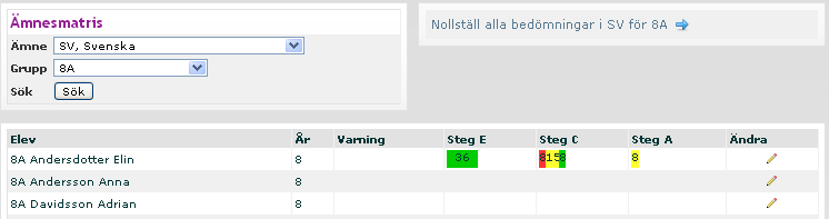 19. Du kan skriva ut elevens matris genom att klicka på Skriv ut högst upp eller längst ned i matrisen. Som mentor kan du skriva ut din elevs alla matriser på en gång. 20.