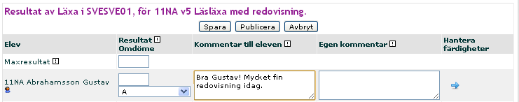 Markera de färdigheter du vill ska kopplas till uppgiften. Klicka på Spara. En matris över de kopplade färdigheterna visas. Markera på Ta bort och Spara för att ta bort en felaktigt kopplad färdighet.