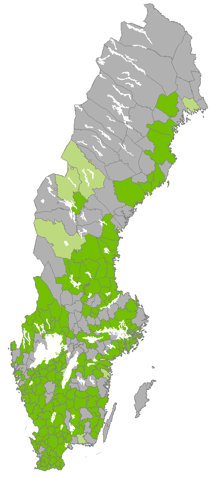 RH 2000 2016-05-10 Infört A (193) Infört B (7) Ej infört (90), varav pågår i (50) Infört A = kommunen arbetar i RH