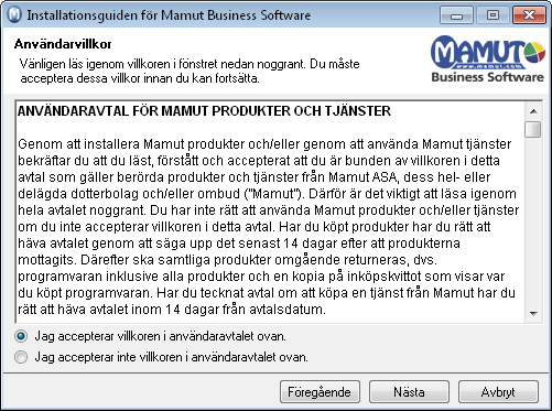 Mamut Business Software förbereder automatiskt installationsprogrammet InstallShield Wizard, som leder dig igenom installationen.