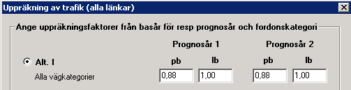 4. Känslighetsanalys Högre trafiktillväxt I EVA sätts trafikuppräkningstal till: trafikuppräkningstal i huvudanalysen plus trafikuppräkningen i huvudanalysen*0,50.