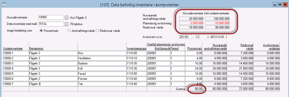 1. Ange den första komponentens inventarienummer 2. Ange benämning på den nya komponent som skapas (två rader) 3. Ange vilken inventariegrupp som den nya komponenten ska tillhöra 4.