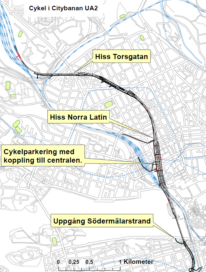 Cykelväg i Citybanans räddningstunnel, alternativ 2: Södermälarstrand-Torsplan, YST3 1.