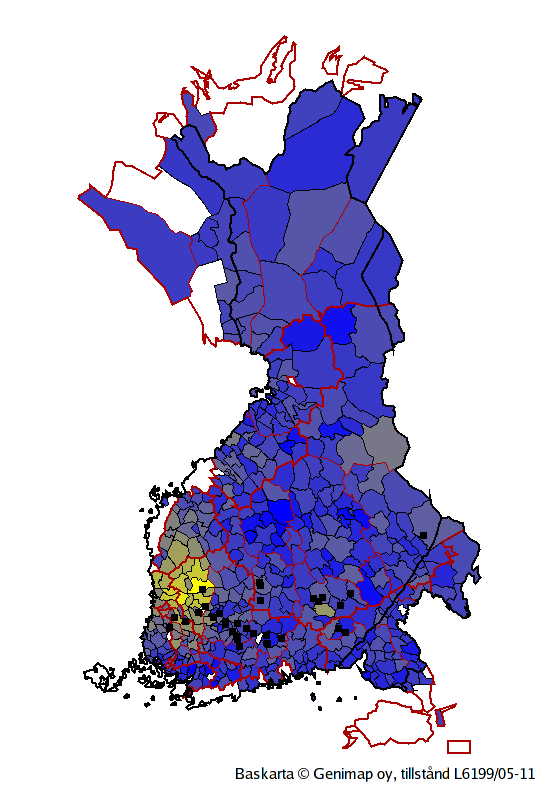 Bosättningshistoria Satakunta Få sjöar Backar: bosättningen längs Kumo älv