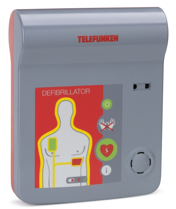 Telefunkens AED är en pålitlig hjärtstartare som har utvecklats under 10 års tid. Självtest utföres dagligen.