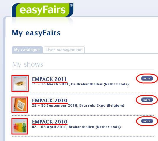 My easyfairs En guide för utställare Page 4 Hur du anger namn på din monter och läger till en logotyp Då du angivit din inloggning och ditt lösenord, kommer du direkt till My easyfairs närmare