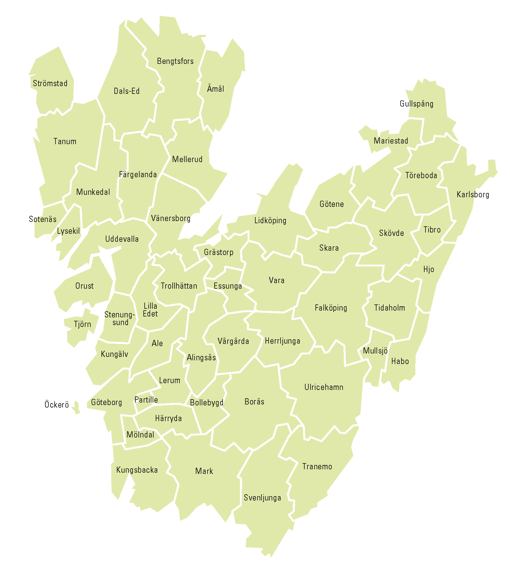 Du kan resa inom Ale kommun och till, från, inom och mellan samtliga övriga kommuner i Västra Götalands län