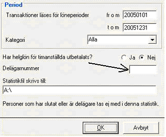 5 (6) I löneprogrammet finns förmodligen också en dialog om rapporter. Här syns den aktuella högst upp till höger, Lönestatistik SN / SCB. När rätt rapport är vald ska period, etc. väljas.