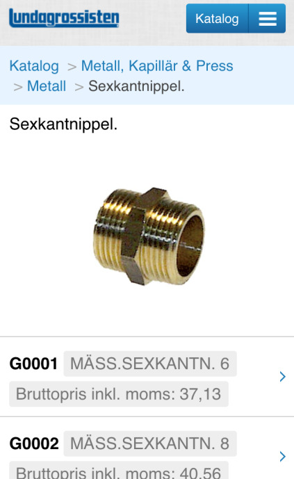 När du har klickat på sista steget så kommer du till produkt kortet, där finns en kort beskrivning samt en bild.