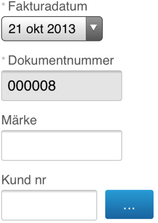 Skapa ett nytt fakturaunderlag För att skapa ett nytt fakturaunderlag så trycker du på Skapa. Bilden nedan visar ett nytt fakturaunderlag. Överst i fönstret så finns det som du ser en lite pil symbol.