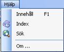 4.4 MENYN VERKTYG Denna meny är helt inaktiverad i denna version 4.5 MENYN HJÄLP Innehåll (F1), Index och Sök är funktioner för Onlinehjälpen i Time Care Pool.