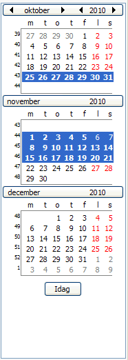 Markera sedan med muspilen de datum du vill se i kalendern till vänster om sidokalendern. Allt från 1 dag till flera månader kan markeras. 14.