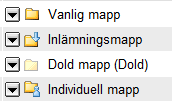Börja med att namnge mappen i fältet Titel. Vill du göra en ytterligare beskrivning finns plats för detta i fältet Beskrivning. Sedan ska du välja Mapptyp. Det finns fyra olika varianter av mappar.