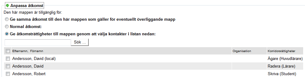 Om du vill styra mappens öppettider till en viss period kan du göra det under Ändra datumgränser.