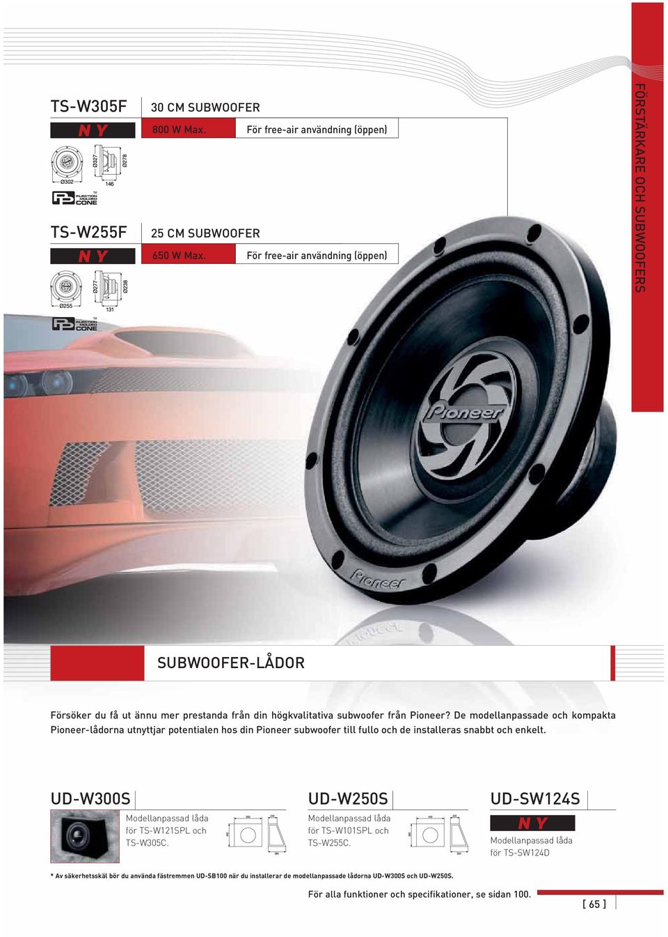 De modellanpassade och kompakta Poneer-lådorna utnyttjar potentalen hos dn Poneer subwoofer tll fullo och de nstalleras snabbt och enkelt.