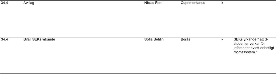 SEKs yrkande " att S- studenter verkar för