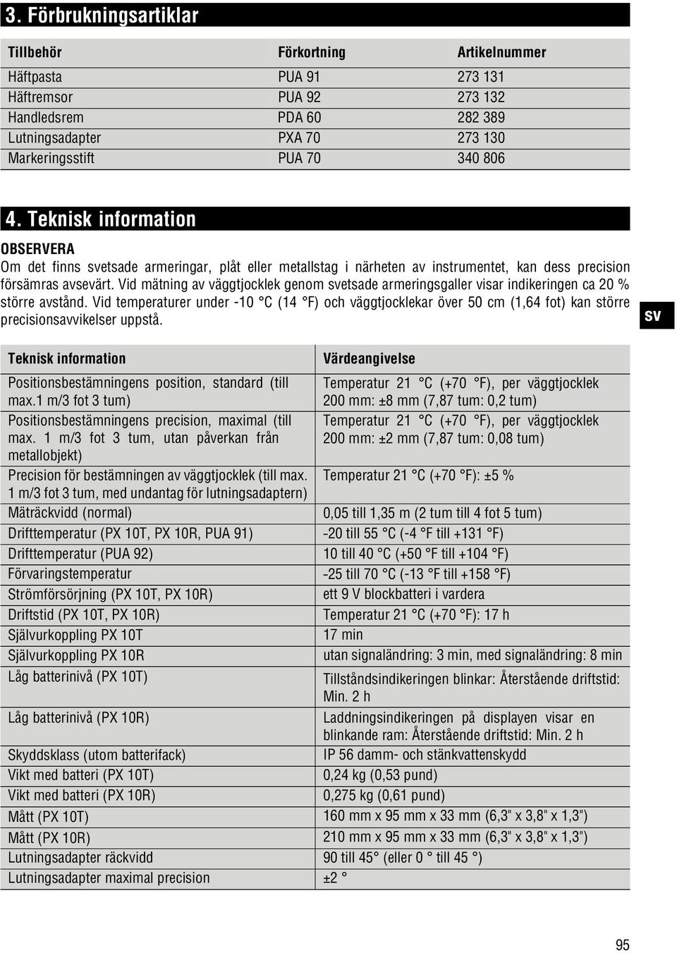 Vid mätning av väggtjocklek genom etsade armeringsgaller visar indikeringen ca 20 % större avstånd.