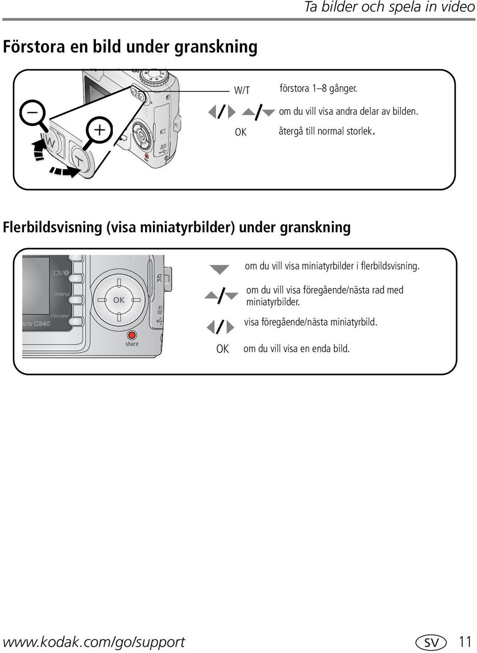 Flerbildsvisning (visa miniatyrbilder) under granskning om du vill visa miniatyrbilder i flerbildsvisning.