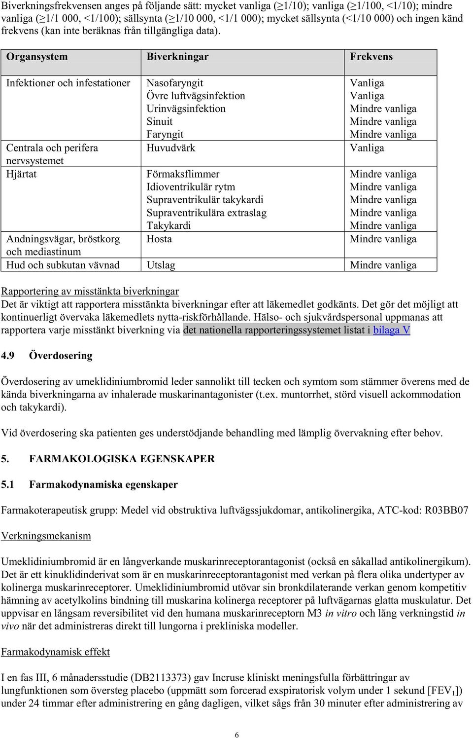 Organsystem Biverkningar Frekvens Infektioner och infestationer Centrala och perifera nervsystemet Hjärtat Nasofaryngit Övre luftvägsinfektion Urinvägsinfektion Sinuit Faryngit Huvudvärk