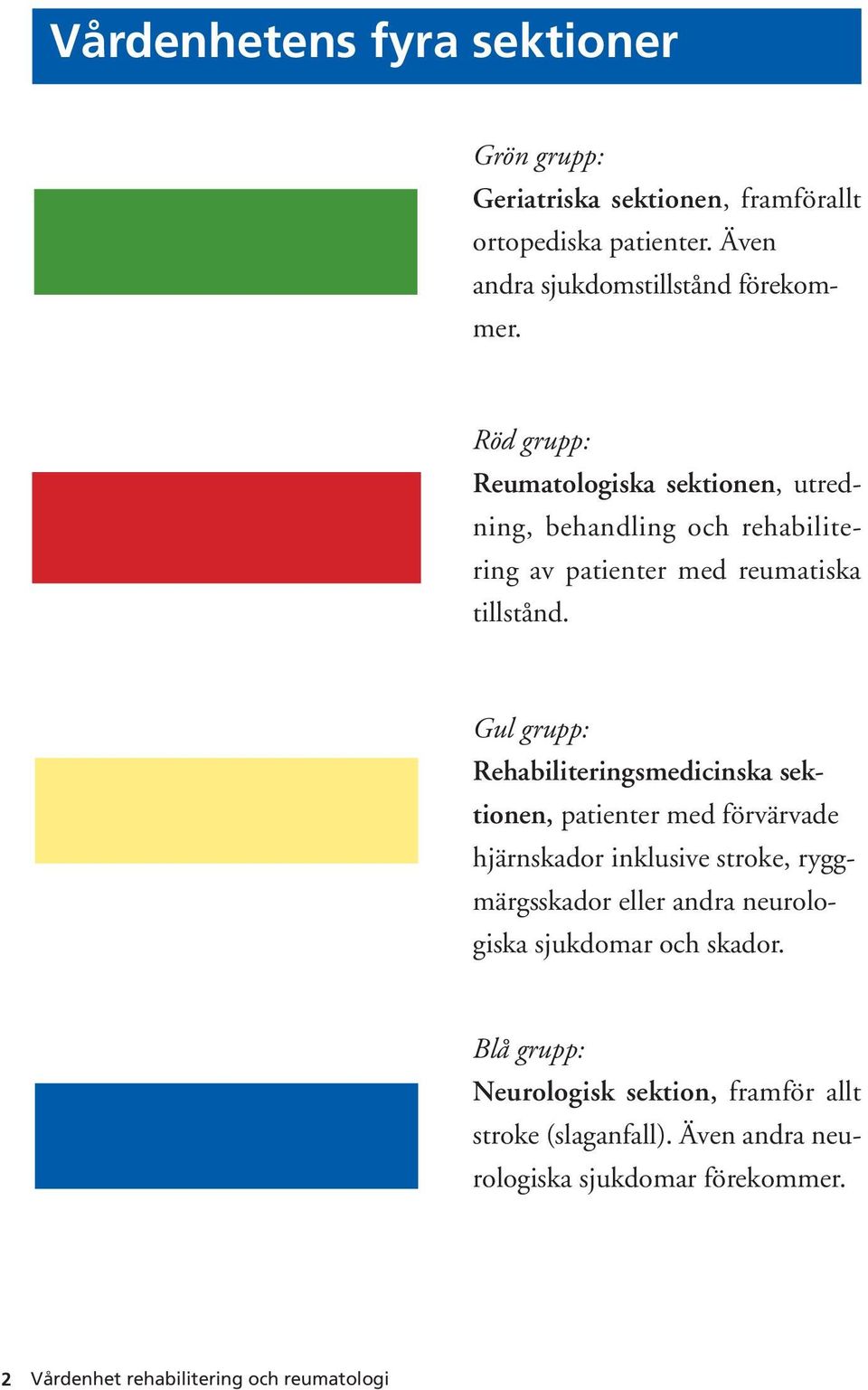 Gul grupp: Rehabiliteringsmedicinska sektionen, patienter med förvärvade hjärnskador inklusive stroke, ryggmärgsskador eller andra neurologiska