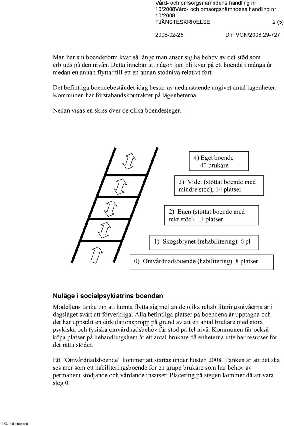 Det befintliga boendebeståndet idag består av nedanstående angivet antal lägenheter. Kommunen har förstahandskontraktet på lägenheterna.