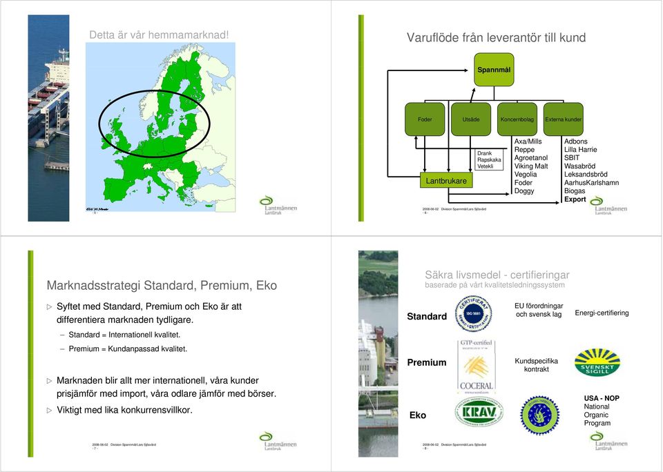 Harrie SBIT Wasabröd Leksandsbröd AarhusKarlshamn Biogas Export -5- -6- Marknadsstrategi, Premium, Säkra livsmedel - certifieringar baserade på vårt kvalitetsledningssystem Syftet med, Premium och