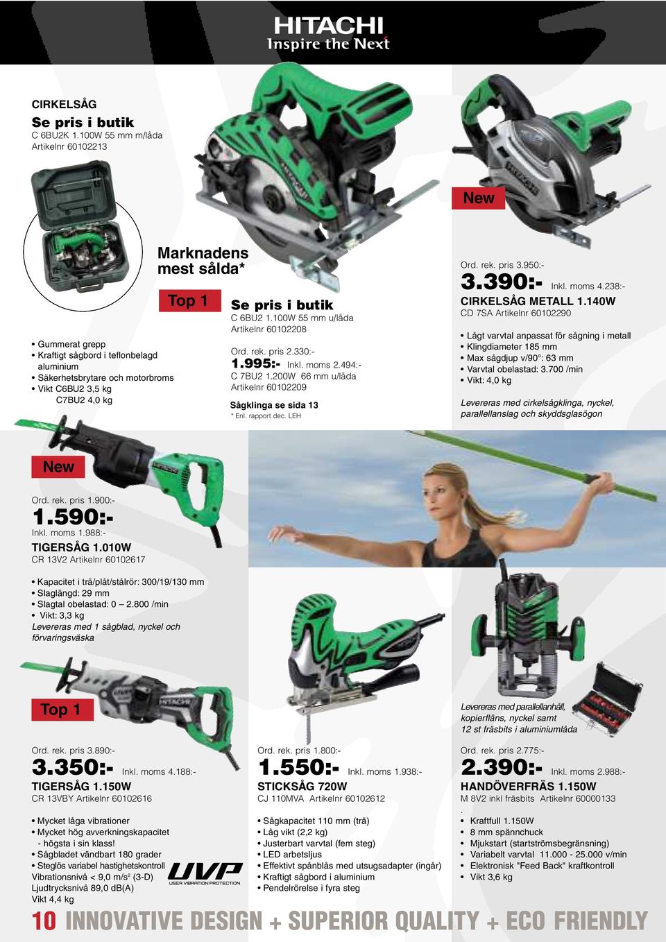 butik C 6BU2 1.100W 55 mm u/låda Artikelnr 60102208 Ord. rek. pris 2.330:- 1.995:- Inkl. moms 2.494:- C 7BU2 1.200W 66 mm u/låda Artikelnr 60102209 Sågklinga se sida 13 * Enl. rapport dec. LEH Ord.