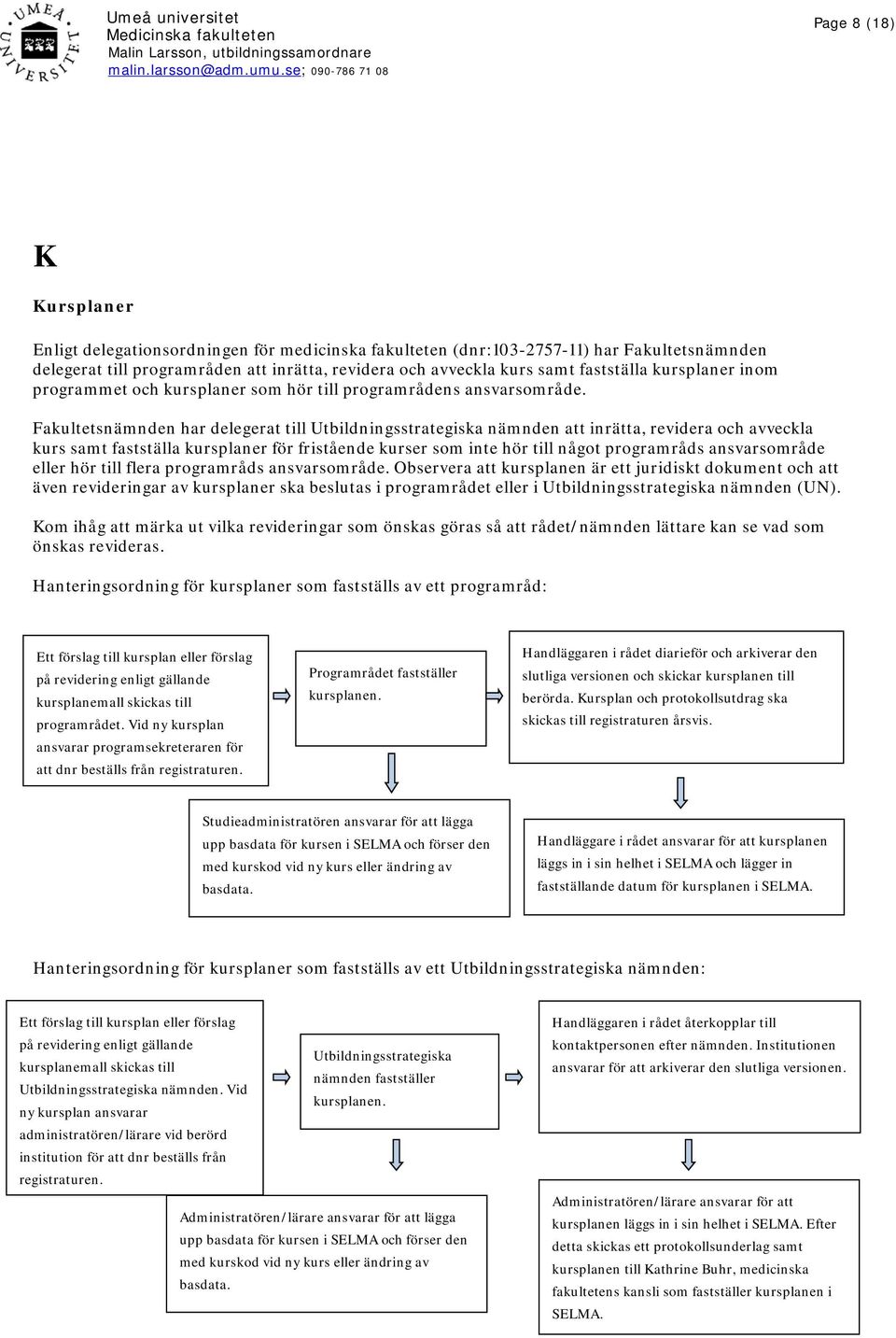 Fakultetsnämnden har delegerat till Utbildningsstrategiska nämnden att inrätta, revidera och avveckla kurs samt fastställa kursplaner för fristående kurser som inte hör till något programråds