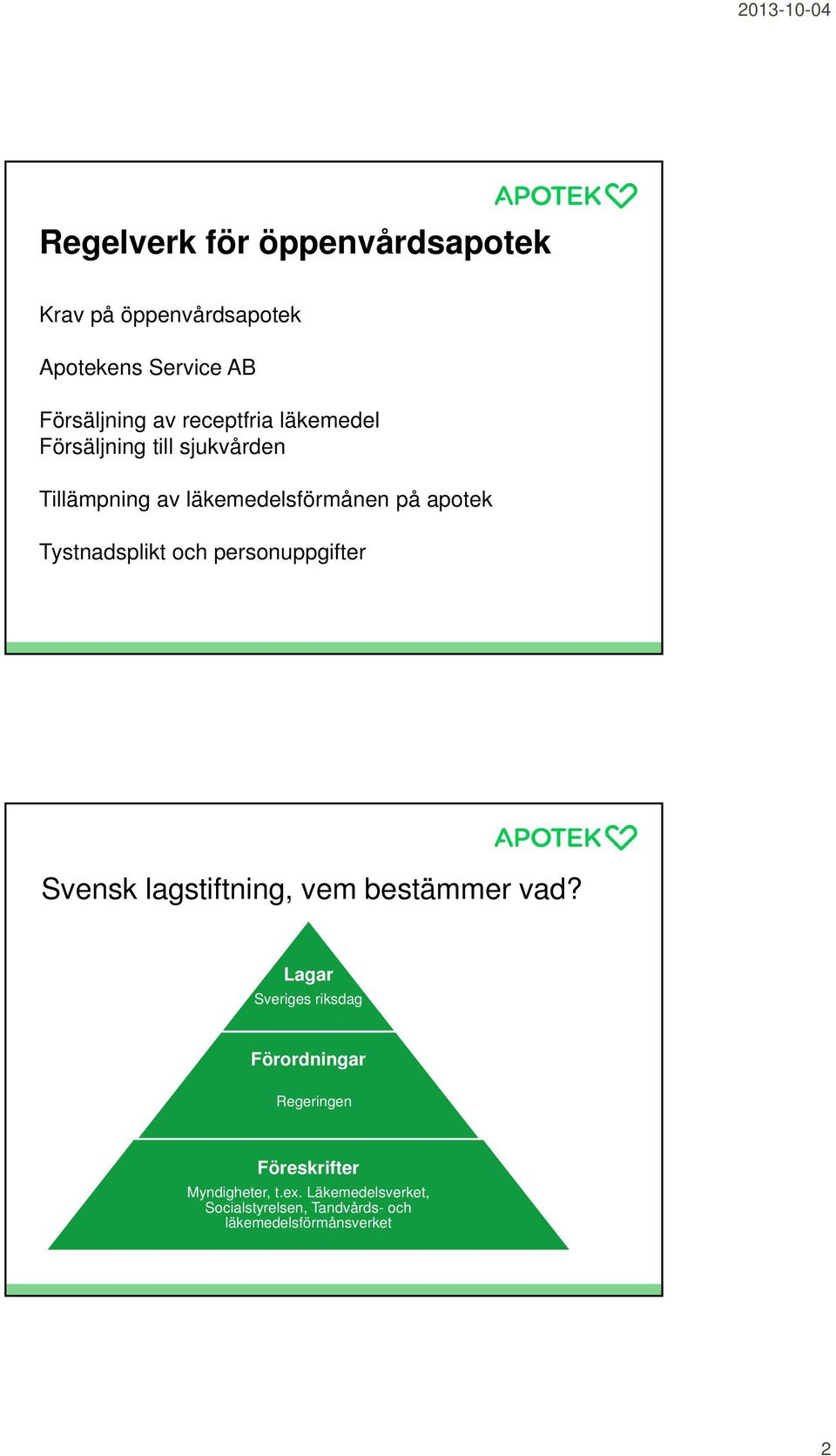 personuppgifter Svensk lagstiftning, vem bestämmer vad?