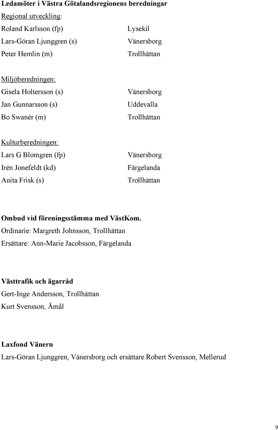 Anita Frisk (s) Vänersborg Färgelanda Trollhättan Ombud vid föreningsstämma med VästKom.