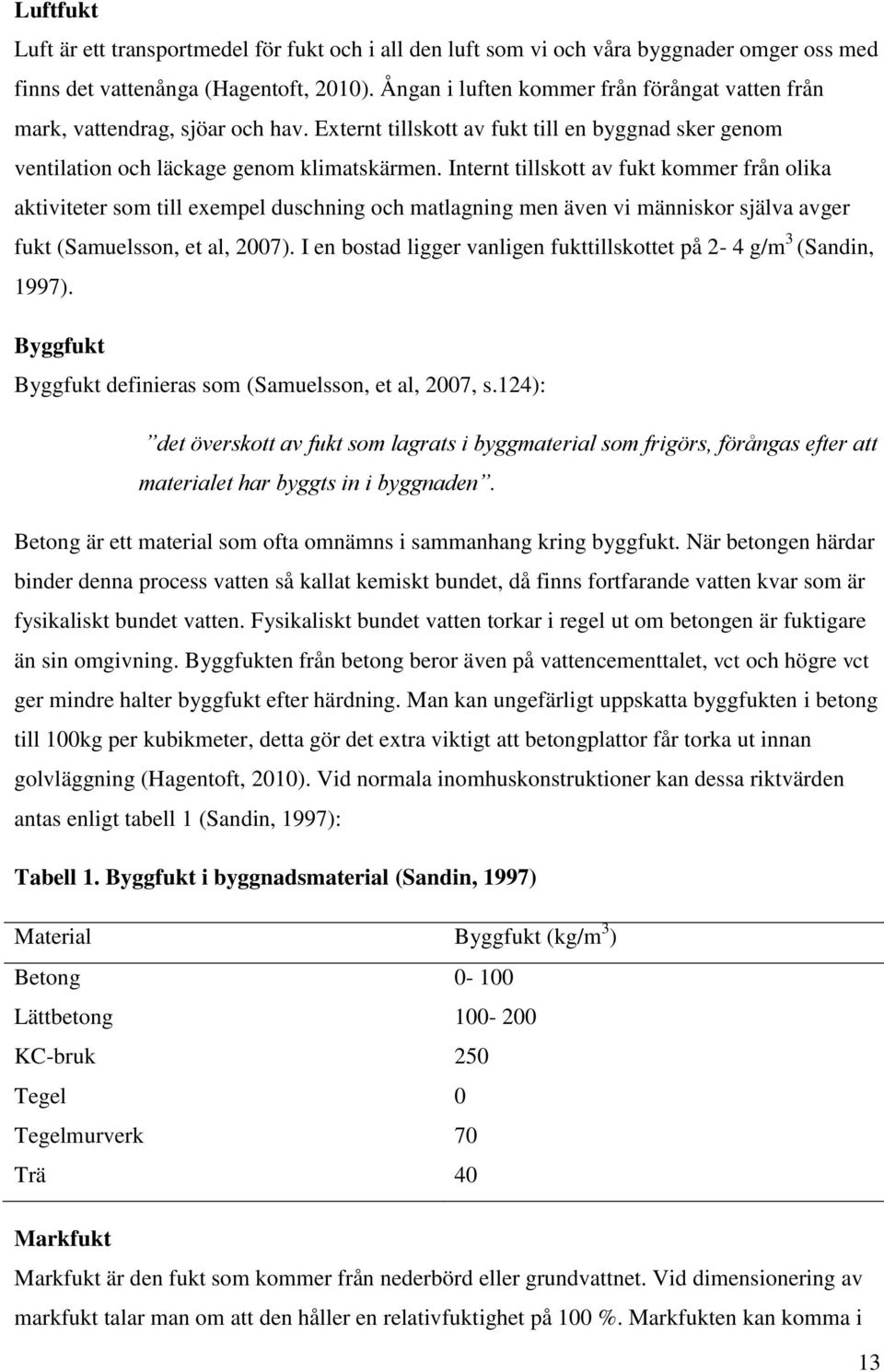 Internt tillskott av fukt kommer från olika aktiviteter som till exempel duschning och matlagning men även vi människor själva avger fukt (Samuelsson, et al, 2007).